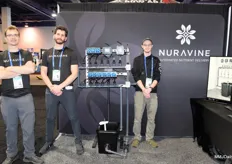 Adrian Logan, Alex Babich and Miles Dubois with the Nuravine Alchemist, an automated nutrient doser. “We started our business because we wanted to optimize vertical farming and help solve food crisis issues, yet most of our clients ended up being cannabis farmers.”